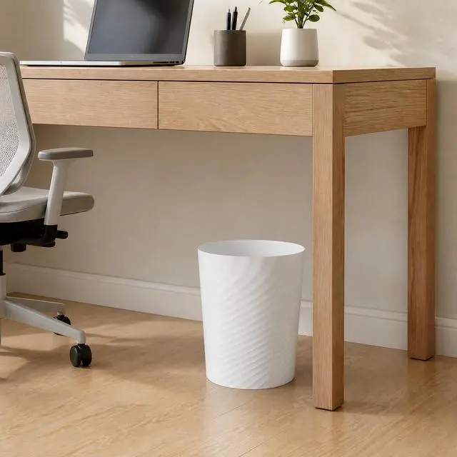 Alt view image 5 of 7 - Plastic Small Bathroom Trash Can Wastebasket Garbage Can, White | Sturdy-Easy to Clean, Bathroom, Laundry Room, Kitchen, Office, Kids Room, Dorm, Bedroom, 1.8 Gallon