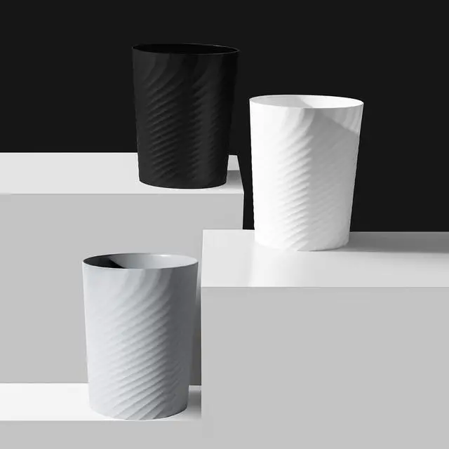 Alt view image 6 of 7 - Plastic Small Bathroom Trash Can Wastebasket Garbage Can, White | Sturdy-Easy to Clean, Bathroom, Laundry Room, Kitchen, Office, Kids Room, Dorm, Bedroom, 1.8 Gallon