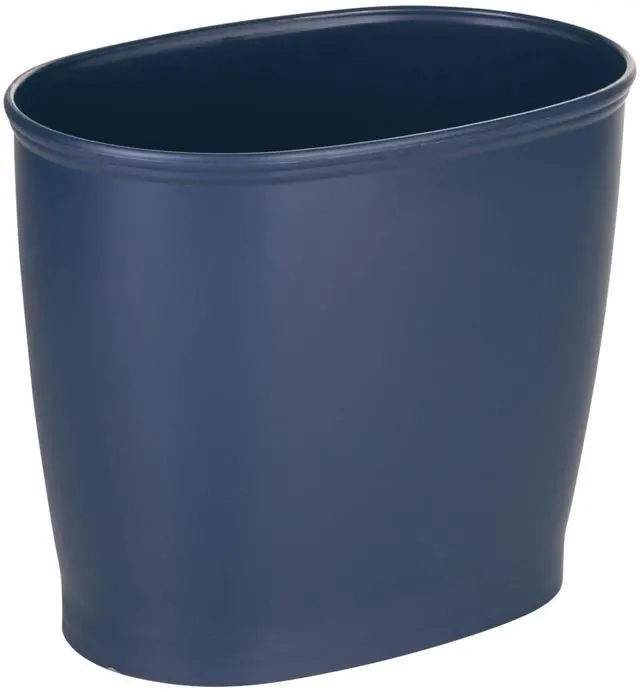 Main image of Slim Plastic Bathroom Trash Can, Navy Blue | Small, For Bedroom, Office, Desk, Dorm