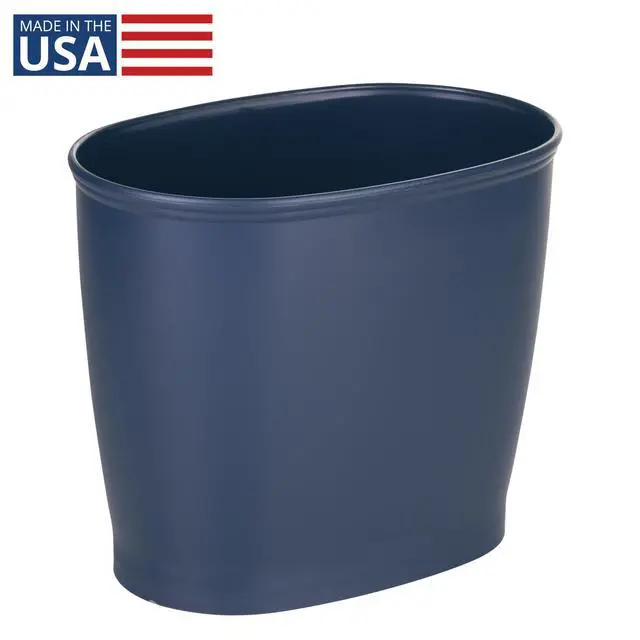 Alt view image 2 of 7 - Slim Plastic Bathroom Trash Can, Navy Blue | Small, For Bedroom, Office, Desk, Dorm