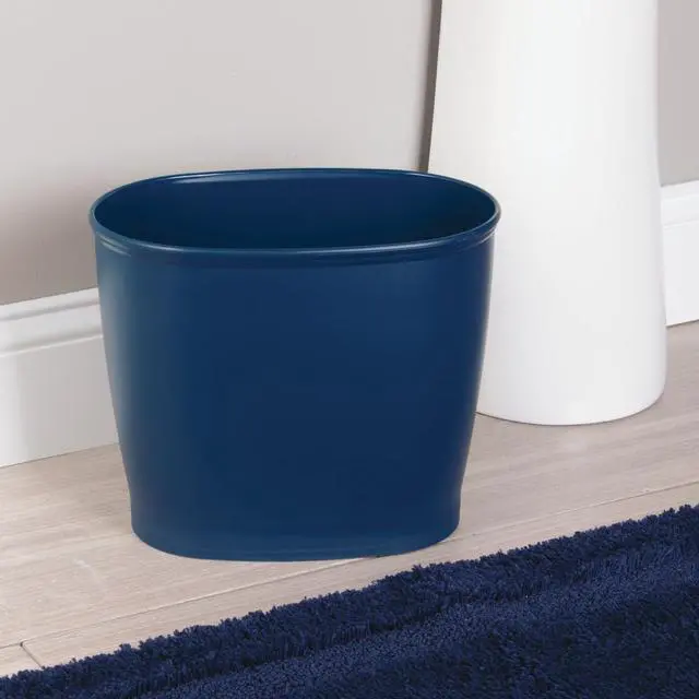 Alt view image 7 of 7 - Slim Plastic Bathroom Trash Can, Navy Blue | Small, For Bedroom, Office, Desk, Dorm