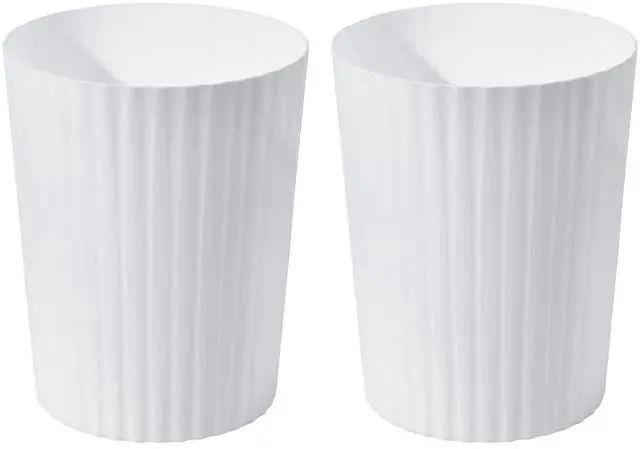 Main image of 2-Pack 2 Gallon Plastic Trash Can, White | Hand Versatile, Compact Bin, For Bathroom, Kitchen, or Home Office