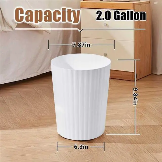 Alt view image 2 of 7 - 2-Pack 2 Gallon Plastic Trash Can, White | Hand Versatile, Compact Bin, For Bathroom, Kitchen, or Home Office