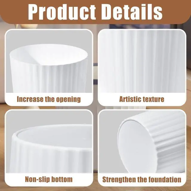 Alt view image 3 of 7 - 2-Pack 2 Gallon Plastic Trash Can, White | Hand Versatile, Compact Bin, For Bathroom, Kitchen, or Home Office