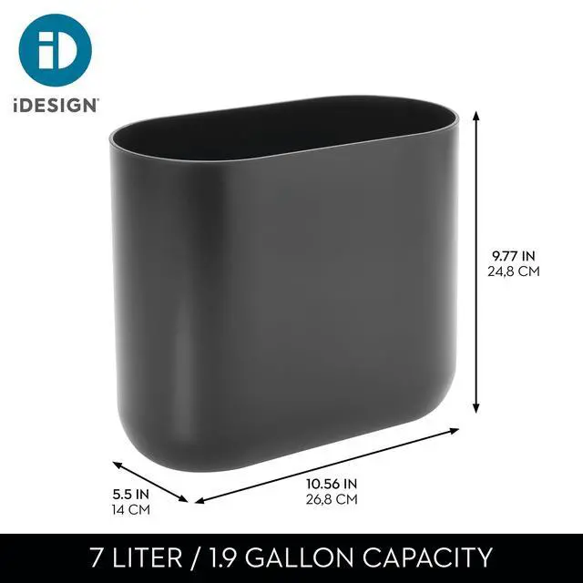 Alt view image 4 of 7 - Small Slim Plastic Bathroom Trash Can, Gray | Bedroom, Office, Desk, Dorm