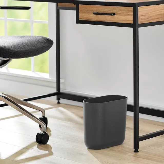 Alt view image 5 of 7 - Small Slim Plastic Bathroom Trash Can, Gray | Bedroom, Office, Desk, Dorm