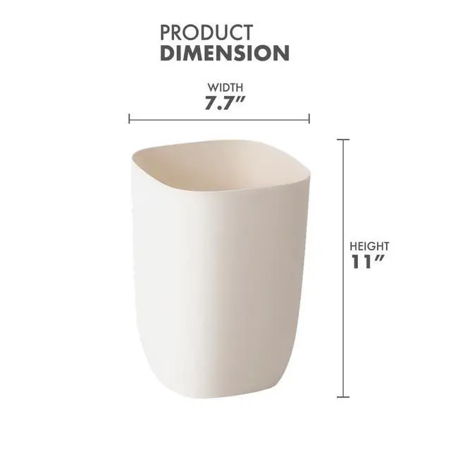 Alt view image 2 of 6 - Bathroom Trash Can, Small Garbage Can for Bedroom, Living Room, Kitchen, Slim Cute Plastic Waste Basket for Office, 7L, Ivory White