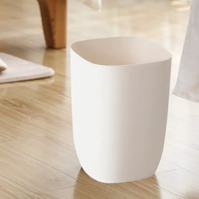 Alt view image 4 of 6 - Bathroom Trash Can, Small Garbage Can for Bedroom, Living Room, Kitchen, Slim Cute Plastic Waste Basket for Office, 7L, Ivory White