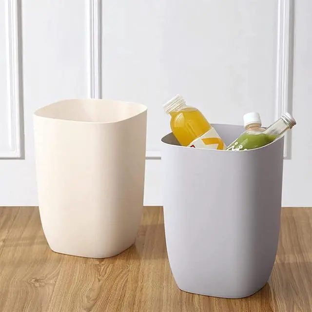 Alt view image 6 of 6 - Bathroom Trash Can, Small Garbage Can for Bedroom, Living Room, Kitchen, Slim Cute Plastic Waste Basket for Office, 7L, Ivory White