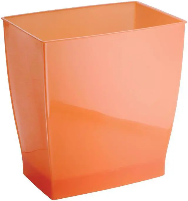 Main image of Small Plastic Bathroom Trash Can, Orange | Slim Rectangle, For Bedroom, For Office, For Dorm