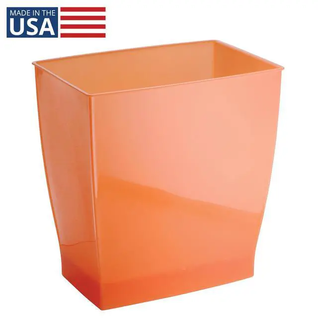 Alt view image 2 of 7 - Small Plastic Bathroom Trash Can, Orange | Slim Rectangle, For Bedroom, For Office, For Dorm
