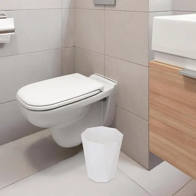 Alt view image 5 of 7 - Small Trash Can - 1.8 Gallon - White - Waste Basket - Garbage Bin Bathroom,Kitchen,Office,Dormitory,Camping,Kids Room