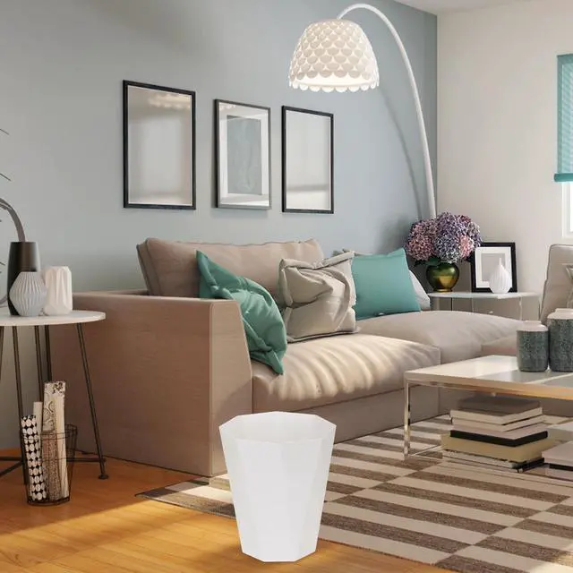 Alt view image 6 of 7 - Small Trash Can - 1.8 Gallon - White - Waste Basket - Garbage Bin Bathroom,Kitchen,Office,Dormitory,Camping,Kids Room