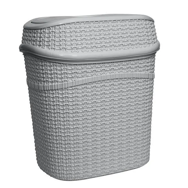 Alt view image 6 of 6 - 9.5 Liter Swing Top Waste Bin Sailor Knot Trash Can | Dimensions: 11.22" x 8.27" x 12.6" | Great for Office | Bathroom | Lid Remove | Grey | Bathroom Wastebasket | Grey