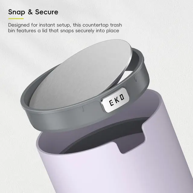 Alt view image 5 of 7 - Fandy 0.58 Gal/2.2L Mini Trash Can with Lid, Swing-Top Desktop Trash Can for Bathroom, Countertop, Vanity, Desk or Office, Small Garbage Bin (Lavender)