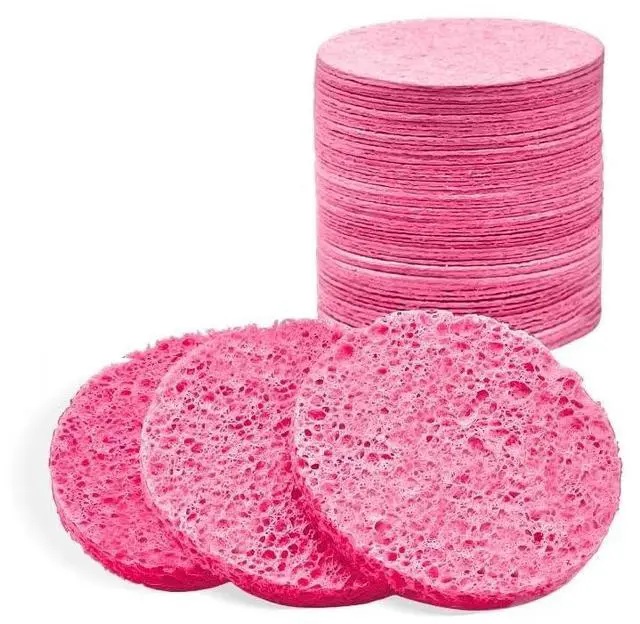 Main image of 50-Count Compressed Facial Sponges, Pink Cellulose Daily Facial Cleaning