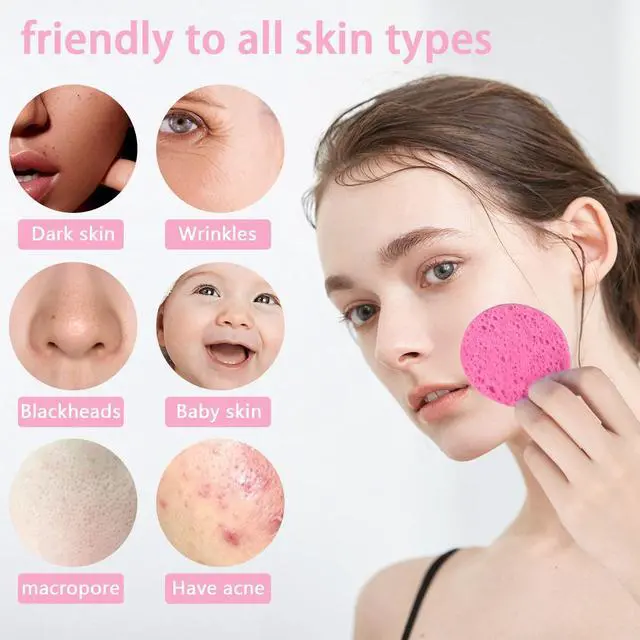 Alt view image 2 of 7 - 50-Count Compressed Facial Sponges, Pink Cellulose Daily Facial Cleaning