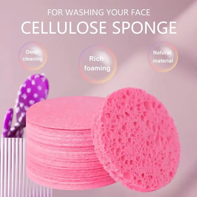 Alt view image 7 of 7 - 50-Count Compressed Facial Sponges, Pink Cellulose Daily Facial Cleaning