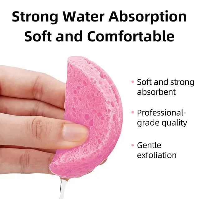 Alt view image 5 of 7 - 50-Count Compressed Facial sponges for Daily Facial Cleaning,Pink | 100% Natural Cellulose Cosmetic Spa Sponges for Makeup Mask Removal|Exfoliating|Skin Massage|Pore Exfoliation