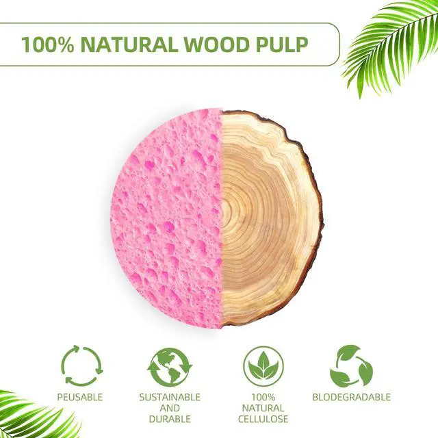 Alt view image 7 of 7 - 50-Count Compressed Facial sponges for Daily Facial Cleaning,Pink | 100% Natural Cellulose Cosmetic Spa Sponges for Makeup Mask Removal|Exfoliating|Skin Massage|Pore Exfoliation