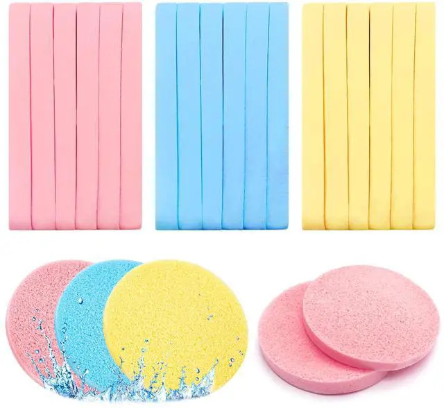 Main image of 120 Pieces Facial Sponge Compressed,Professional Makeup Removal Sponge,Round Face Cleaning Sponge for Spa,Exfoliating,Mask(Yellow,Pink,Blue)