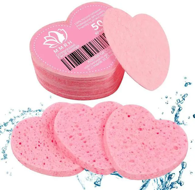 Main image of 50-Count Heart Shape Compressed Facial Sponges, 100% Natural Cosmetic Spa Sponges for Facial Cleansing for Daily Facial Cleansing, Exfoliating Mask, Makeup Remover. Ideal for Home and Travel.