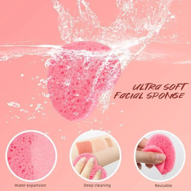 Alt view image 2 of 7 - 50-Count Heart Shape Compressed Facial Sponges, 100% Natural Cosmetic Spa Sponges for Facial Cleansing for Daily Facial Cleansing, Exfoliating Mask, Makeup Remover. Ideal for Home and Travel.