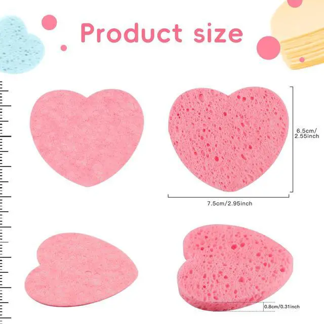 Alt view image 6 of 7 - 50-Count Heart Shape Compressed Facial Sponges, 100% Natural Cosmetic Spa Sponges for Facial Cleansing for Daily Facial Cleansing, Exfoliating Mask, Makeup Remover. Ideal for Home and Travel.