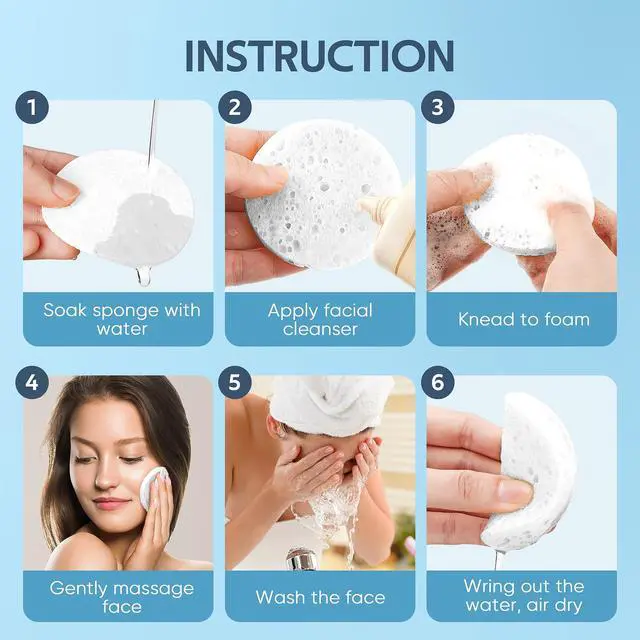 Alt view image 3 of 7 - 50-Count Compressed Facial Sponges, White Cellulose 100% Natural Cosmetic Spa Sponges for Facial Cleansing, Exfoliating Mask, Makeup Removal