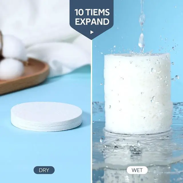 Alt view image 4 of 7 - 50-Count Compressed Facial Sponges, White Cellulose 100% Natural Cosmetic Spa Sponges for Facial Cleansing, Exfoliating Mask, Makeup Removal