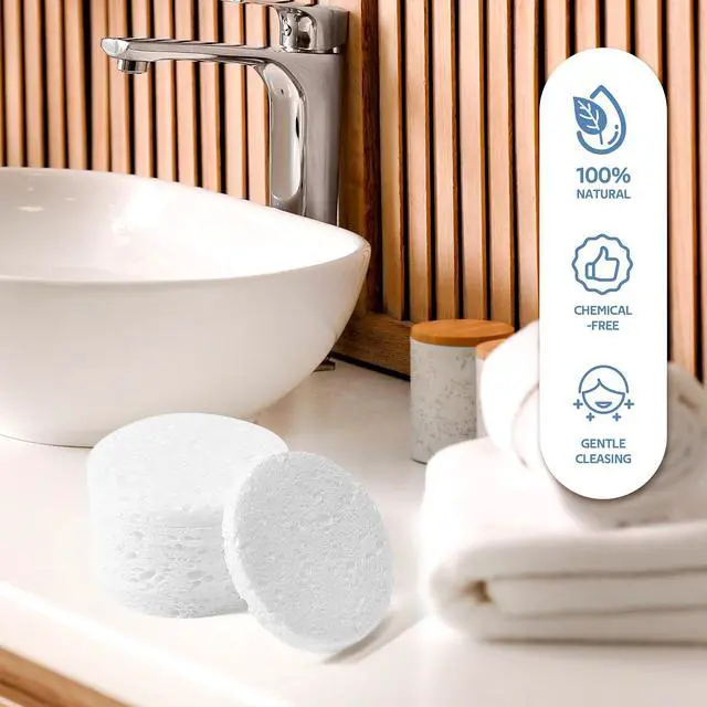 Alt view image 7 of 7 - 50-Count Compressed Facial Sponges, White Cellulose 100% Natural Cosmetic Spa Sponges for Facial Cleansing, Exfoliating Mask, Makeup Removal
