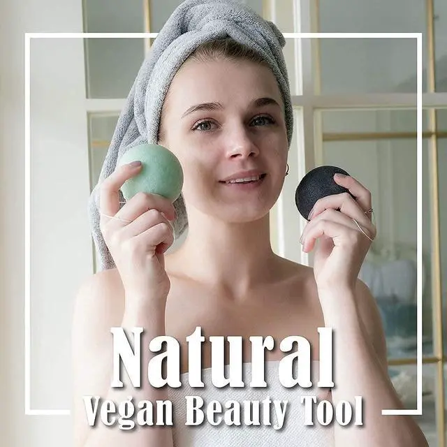 Alt view image 5 of 6 - Natural Konjac Facial Sponges, Sage Green & Graphite Gray | Natural Konjac Sponge, Charcoal Face Sponge, Gentle Face Cleansing, Facial Exfoliation, With Aloe Vera and Activated Charcoal