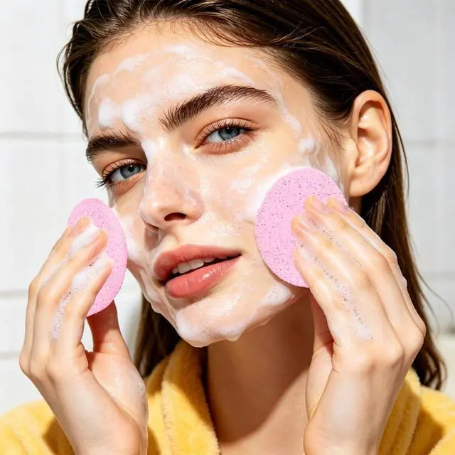 Alt view image 4 of 7 - 120 Pcs Facial Sponges Compressed,Face Cleansing Sponge,Makeup Removal Sponge Pads,Exfoliating Wash Round Sponge for Women,Girls,Pink