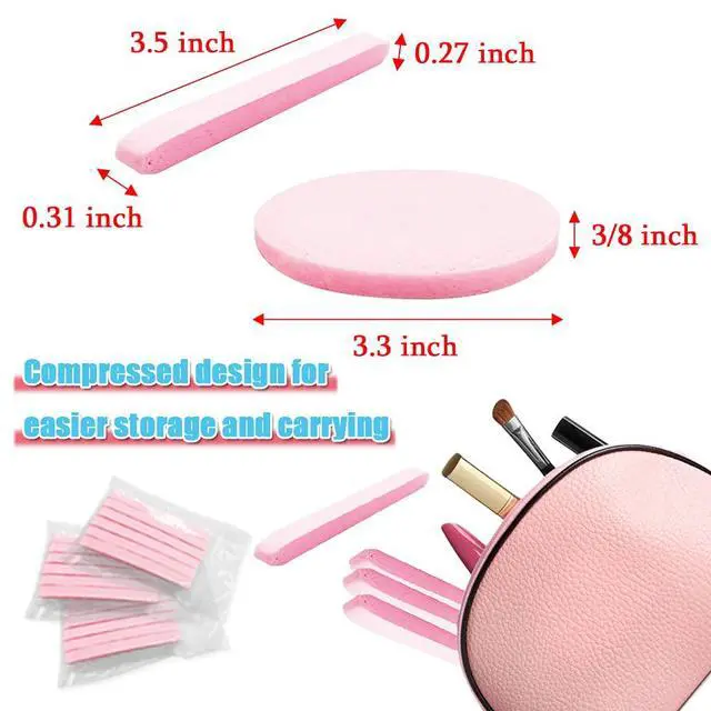 Alt view image 3 of 7 - 120 Pcs Facial Sponges Compressed,Face Cleansing Sponge,Makeup Removal Sponge Pads,Exfoliating Wash Round Sponge for Women,Girls,Pink