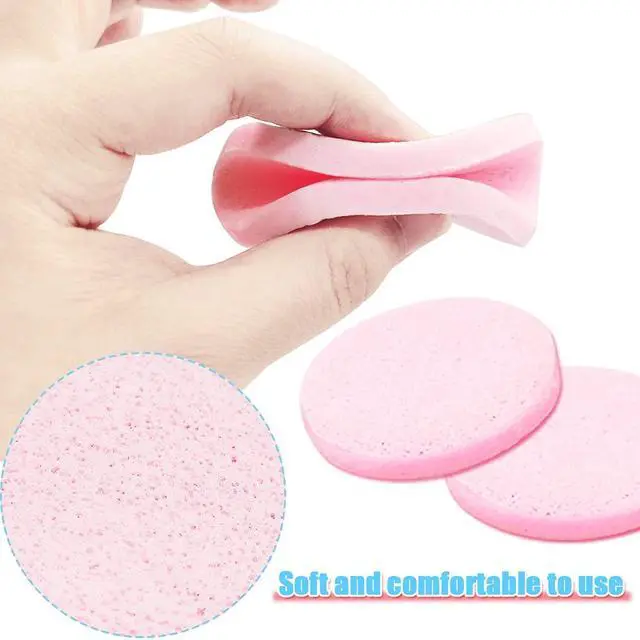 Alt view image 5 of 7 - 120 Pcs Facial Sponges Compressed,Face Cleansing Sponge,Makeup Removal Sponge Pads,Exfoliating Wash Round Sponge for Women,Girls,Pink