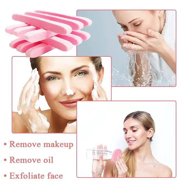 Alt view image 6 of 7 - 120 Pcs Facial Sponges Compressed,Face Cleansing Sponge,Makeup Removal Sponge Pads,Exfoliating Wash Round Sponge for Women,Girls,Pink