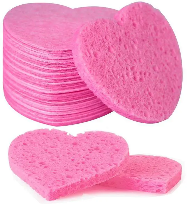 Main image of 50-Count Compressed Facial Sponges, Spunspon 100% Natural Cellulose Face Sponge Daily Cosmetic Spa Sponges for Face Cleansing Makeup and Mask Removal, Exfoliating Skin Massage for Travel Home, Pink