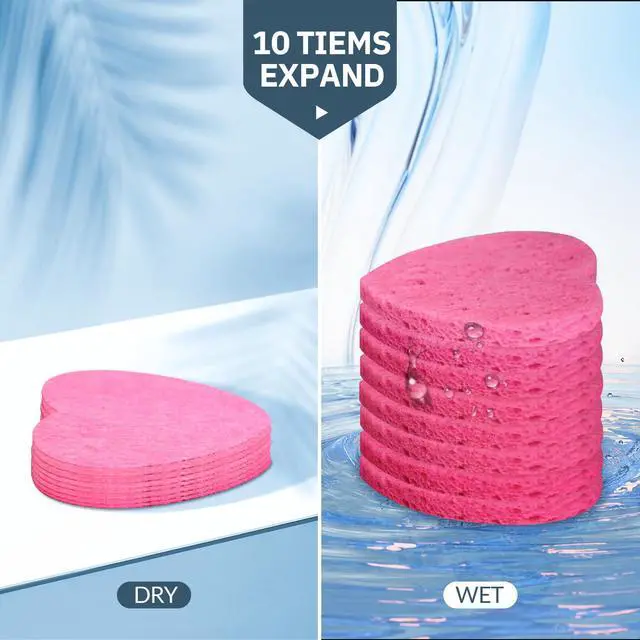 Alt view image 4 of 7 - 50-Count Compressed Facial Sponges, Spunspon 100% Natural Cellulose Face Sponge Daily Cosmetic Spa Sponges for Face Cleansing Makeup and Mask Removal, Exfoliating Skin Massage for Travel Home, Pink