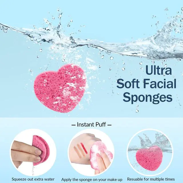Alt view image 5 of 7 - 50-Count Compressed Facial Sponges, Spunspon 100% Natural Cellulose Face Sponge Daily Cosmetic Spa Sponges for Face Cleansing Makeup and Mask Removal, Exfoliating Skin Massage for Travel Home, Pink