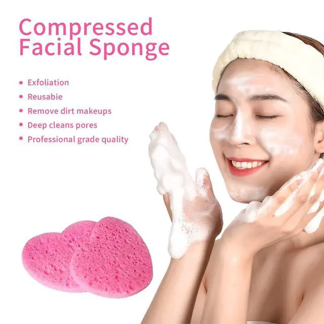 Alt view image 6 of 7 - 50-Count Compressed Facial Sponges, Spunspon 100% Natural Cellulose Face Sponge Daily Cosmetic Spa Sponges for Face Cleansing Makeup and Mask Removal, Exfoliating Skin Massage for Travel Home, Pink