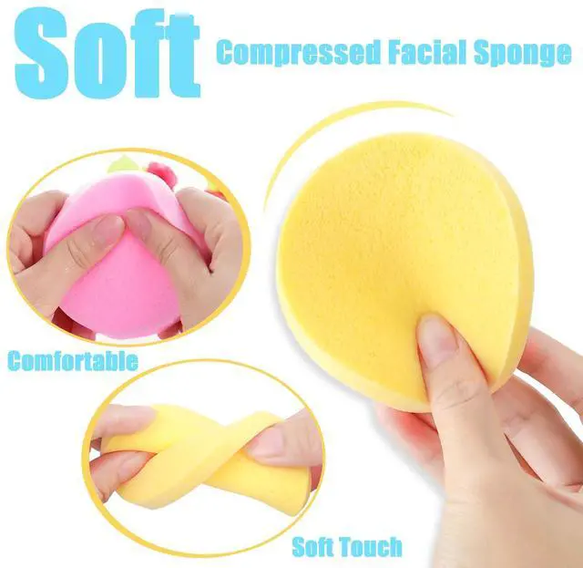 Alt view image 5 of 7 - 240 Pcs Compressed Facial Sponge,Professional Makeup Removal Sponge,Round Face Cleaning Sponge for Spa,Exfoliating,Face Wash(Yellow,Pink,Blue)