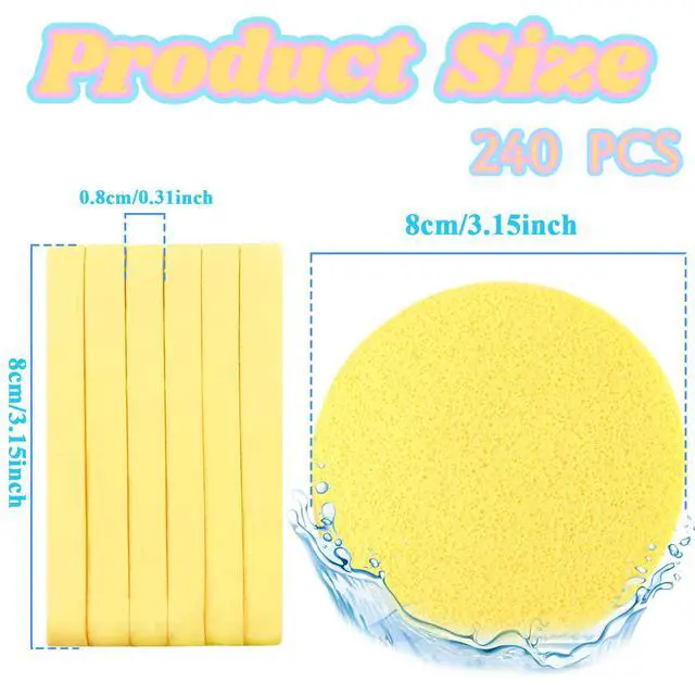 Alt view image 2 of 7 - 240 Pcs Compressed Facial Sponge,Professional Makeup Removal Sponge,Round Face Cleaning Sponge for Spa,Exfoliating,Face Wash(Yellow,Pink,Blue)