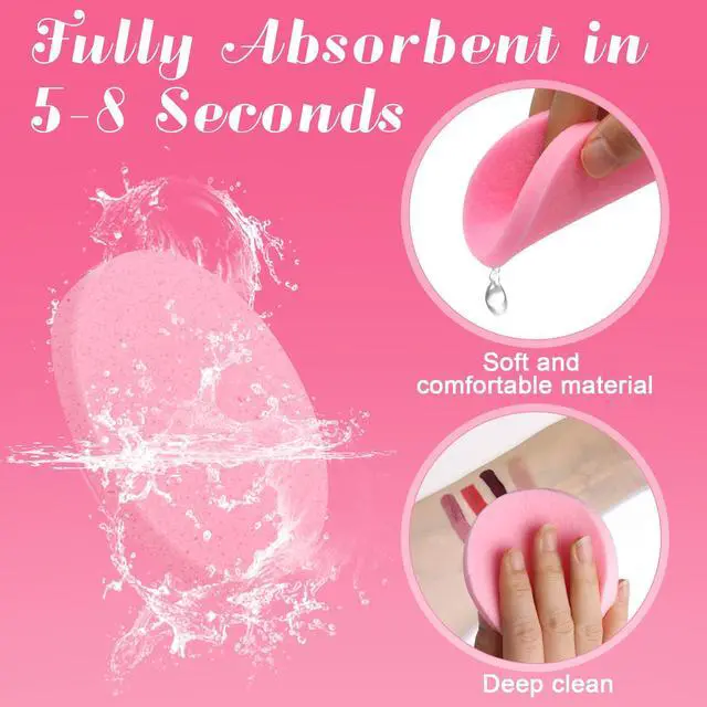 Alt view image 4 of 7 - 120 Pcs Pink Compressed Facial Sponges, Cleansing Estheticians Sponge | 120 Pink Round Face Sponges, Expands In Water, Soft and Safe For Face Cleansing, Makeup Removal, Exfoliating, Lotion Use
