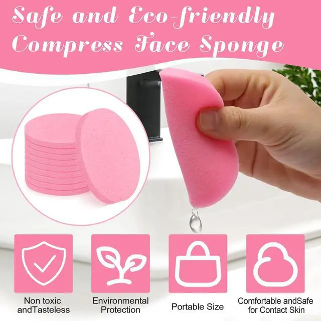 Alt view image 3 of 7 - 120 Pcs Pink Compressed Facial Sponges, Cleansing Estheticians Sponge | 120 Pink Round Face Sponges, Expands In Water, Soft and Safe For Face Cleansing, Makeup Removal, Exfoliating, Lotion Use