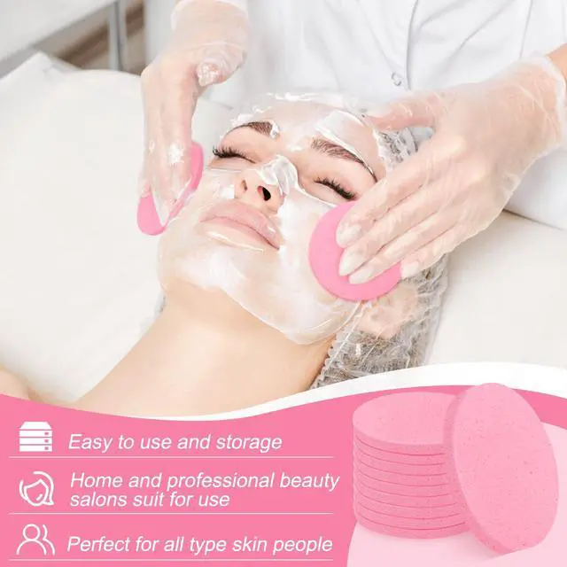 Alt view image 5 of 7 - 120 Pcs Pink Compressed Facial Sponges, Cleansing Estheticians Sponge | 120 Pink Round Face Sponges, Expands In Water, Soft and Safe For Face Cleansing, Makeup Removal, Exfoliating, Lotion Use