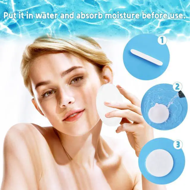 Alt view image 4 of 7 - 240 Pieces Facial Sponge Compressed,Round Face Cleansing Sponge Pad,Exfoliating Wash Face Sponges Sponge for Makeup Removal,Mask,Spa