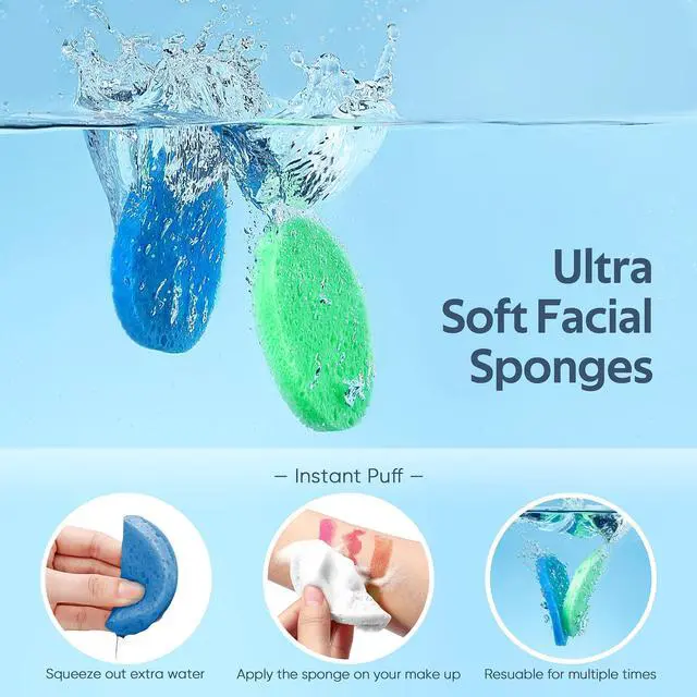 Alt view image 2 of 7 - 50-Colored Natural Compressed Facial Sponges, for Facial Cleansing, Reusable & Eco-Friendly, 50 PCS
