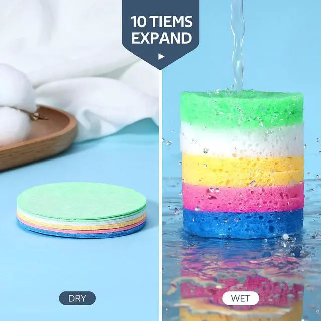 Alt view image 4 of 7 - 50-Colored Natural Compressed Facial Sponges, for Facial Cleansing, Reusable & Eco-Friendly, 50 PCS