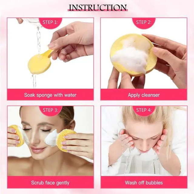 Alt view image 2 of 7 - 120 Pcs Compressed Facial Cleansing Sponges,Pink, Yellow, Blue | For Estheticians Makeup Removal Exfoliating, Face Wash Pads Expand When Wet, Spa Deep Cleansing Supplies Reusable