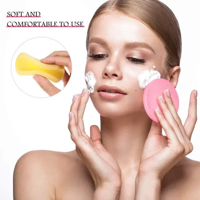 Alt view image 3 of 7 - 120 Pcs Compressed Facial Cleansing Sponges,Pink, Yellow, Blue | For Estheticians Makeup Removal Exfoliating, Face Wash Pads Expand When Wet, Spa Deep Cleansing Supplies Reusable
